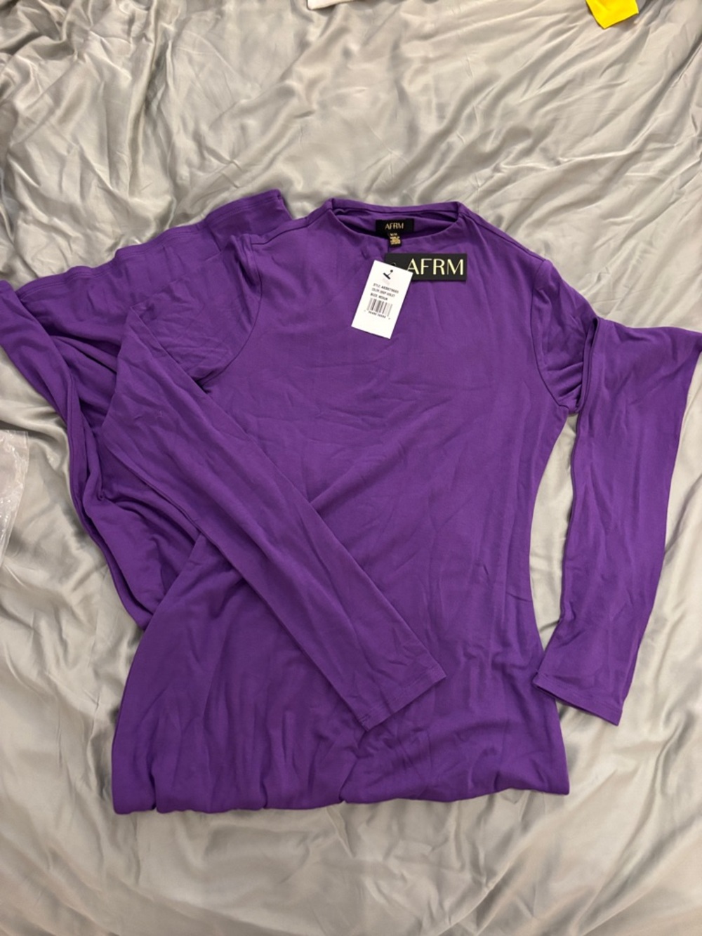 NWT AFRM Long Sleeve High Neck Juniper Midi Dress in Deep Violet